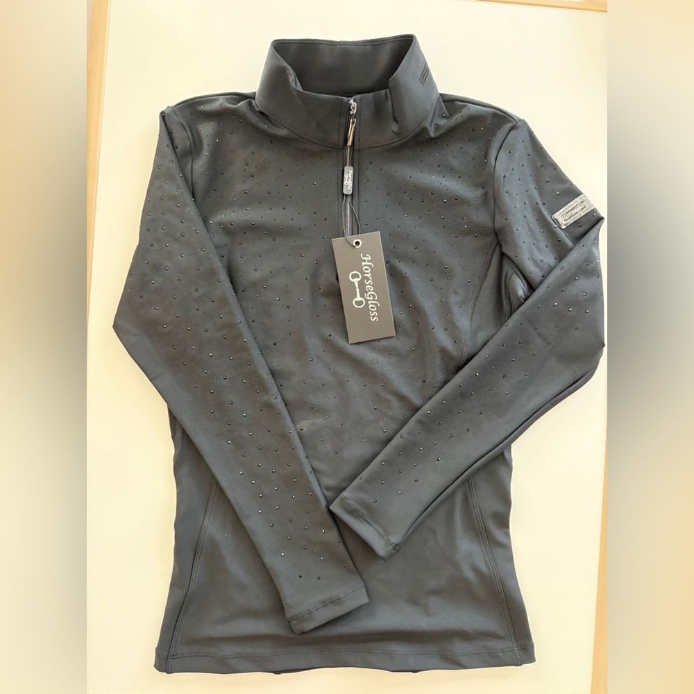 Horse Gloss Kylie Base Layer Long Sleeve Black Cristals